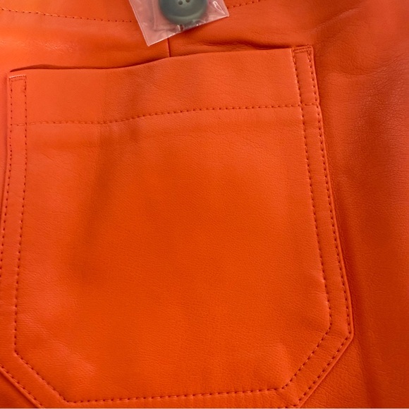 Maeve by Anthropologie Colette faux leather mini skirt in orange NWT Medium New - Picture 11 of 16